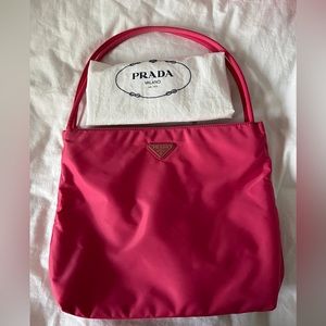 Authentic Prada Tessuto Nylon Shoulder Bag Pink